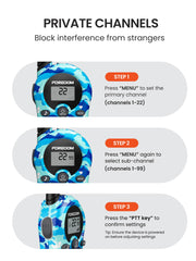 FOREDOM long-range walkie talkie with 22 channels and 2-mile range.