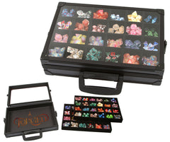 Forged Dice Co. display case with crystal-clear lid protecting your collection.
