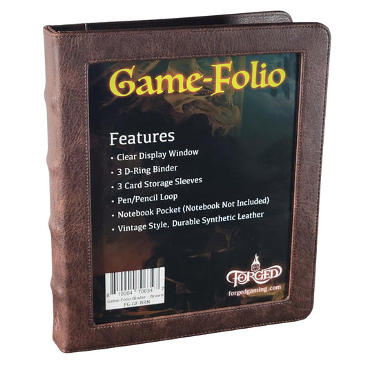 Forged Dice Co. Game-Folio brown front pocket for quick card access.