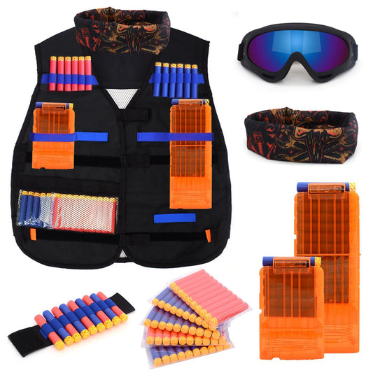 Forliver Kids tactical vest set showing adjustable fit for growing players in Nerf battles.