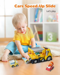 Forty4 construction car carrier dump truck side view invites dynamic storytelling
