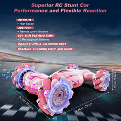 Fosgoit pink RC car powered by two rechargeable batteries