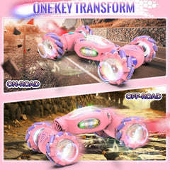 Fosgoit pink RC car 360 rotation for dynamic stunt driving