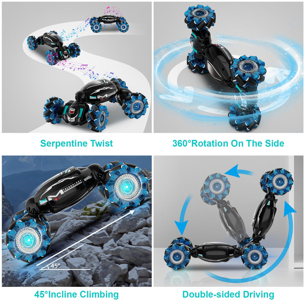 Fosgoit RC car performs 360 rotate stunts for thrilling family races
