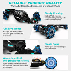 Fosgoit 4WD performance on rugged surfaces with night-time lights and music