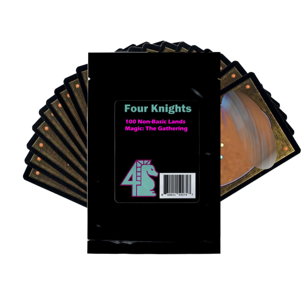 Four Knights MTG non-basic land booster pack showing diverse lands for enhanced deck building