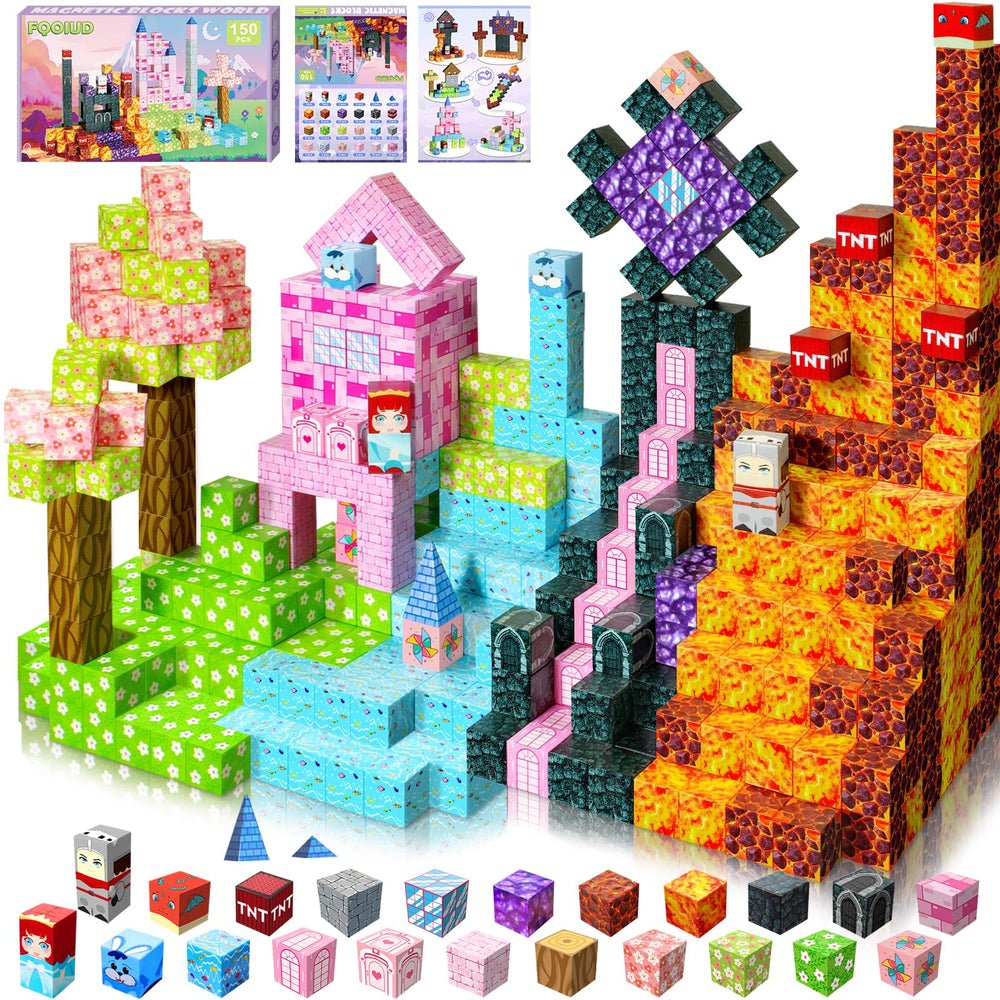 FQOIUD Magnetic Blocks castle wall texture for imaginative play and fine motor skills