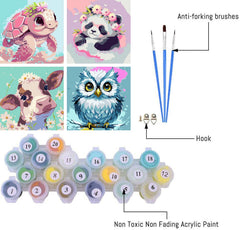 FQOVKYN cartoon animals paint by numbers for beginners