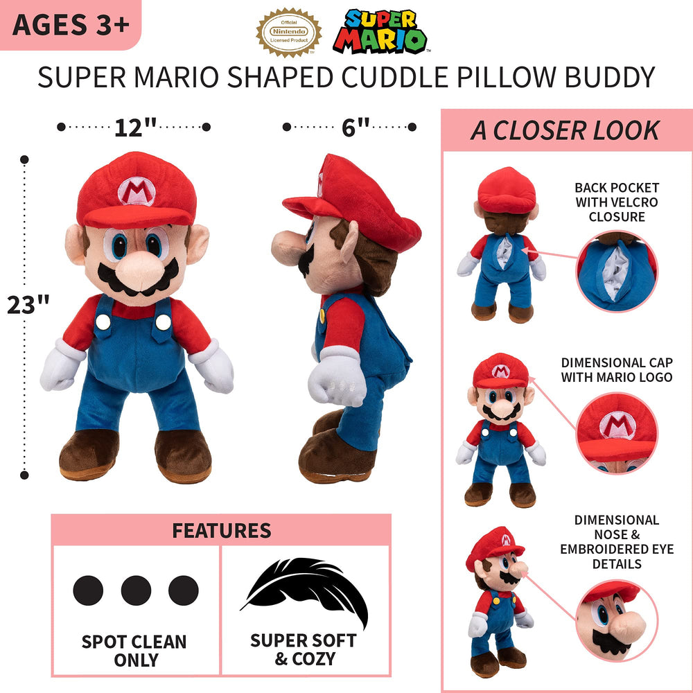 Franco Super Mario pillow soft plush fabric for gentle hugs.
