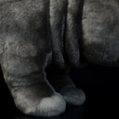 Frankiezhou Home hippo plush standing pose enhances shelf display.