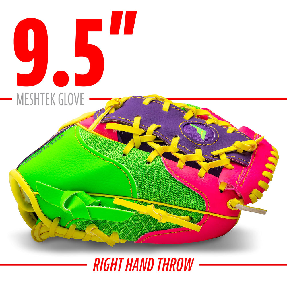 Franklin Sports Teeball glove shows soft mesh shell for lightweight control.