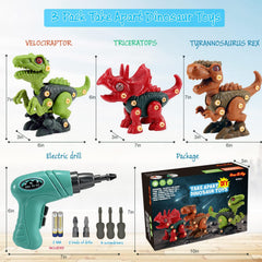 Free to Fly low-speed electric drill included for safe dinosaur assembly
