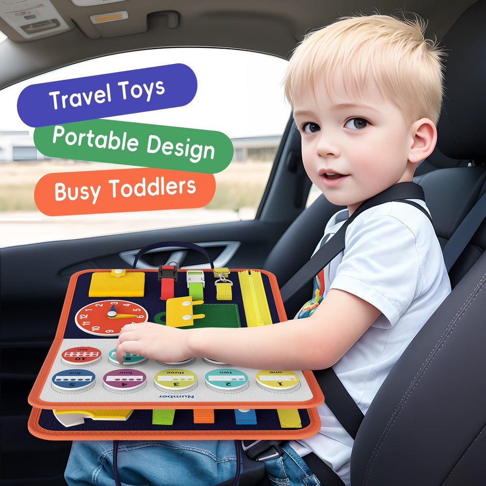 Freebear Busy Board travel-friendly design for portable play.