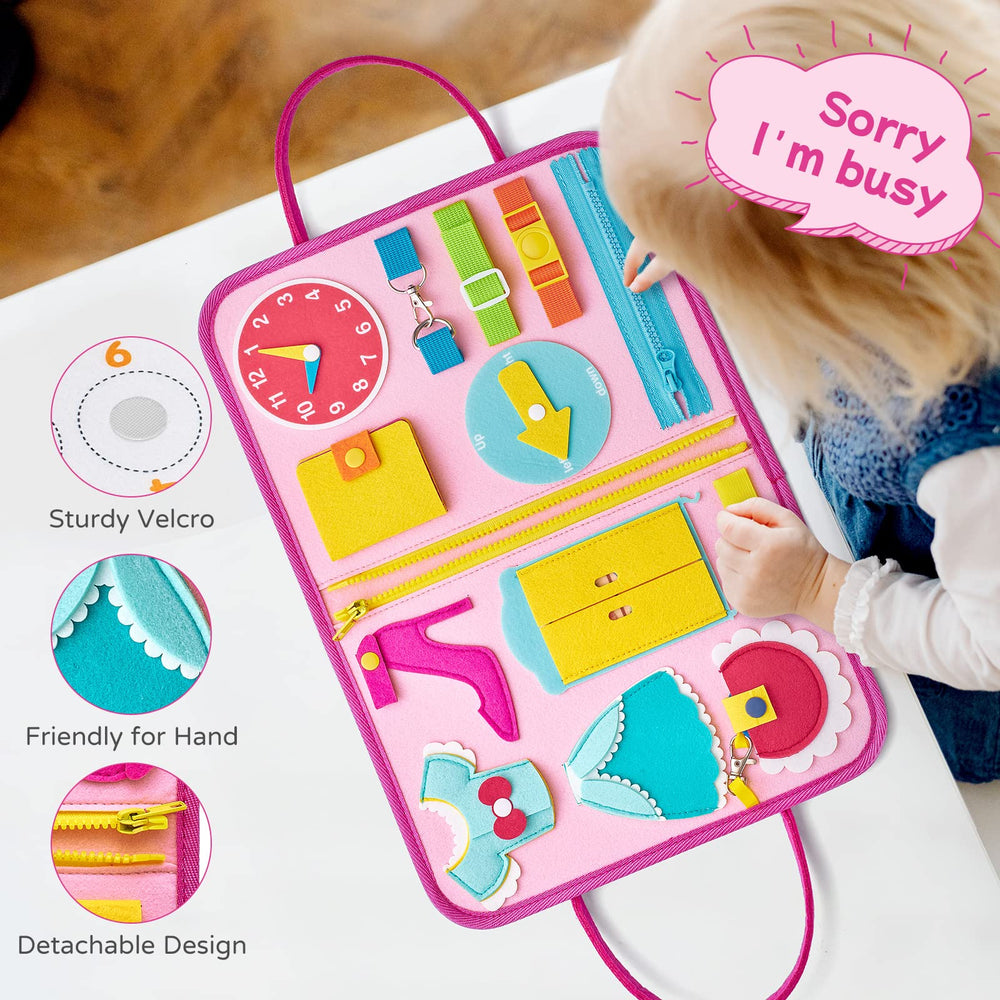 Freebear Busy Board tactile felt pieces for sensory exploration