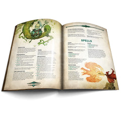 Free League Dragonbane dice and rulebook layout for tactile play