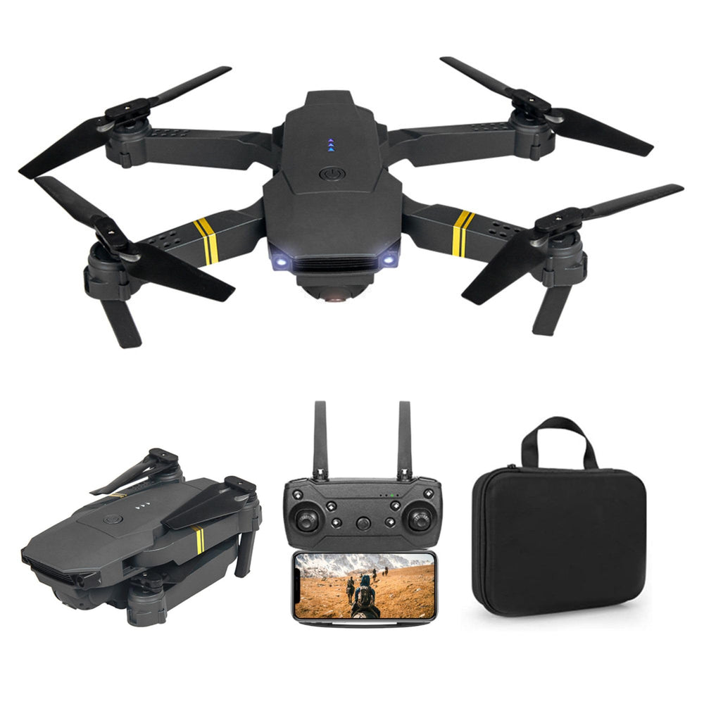 FREEZE2TRIM Black Falcon 4K Drone in foldable form for quiet, portable outdoor filming.