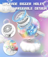 Frequent Bubbles bubble machine 600ml tank and included concentrate extend sessions.