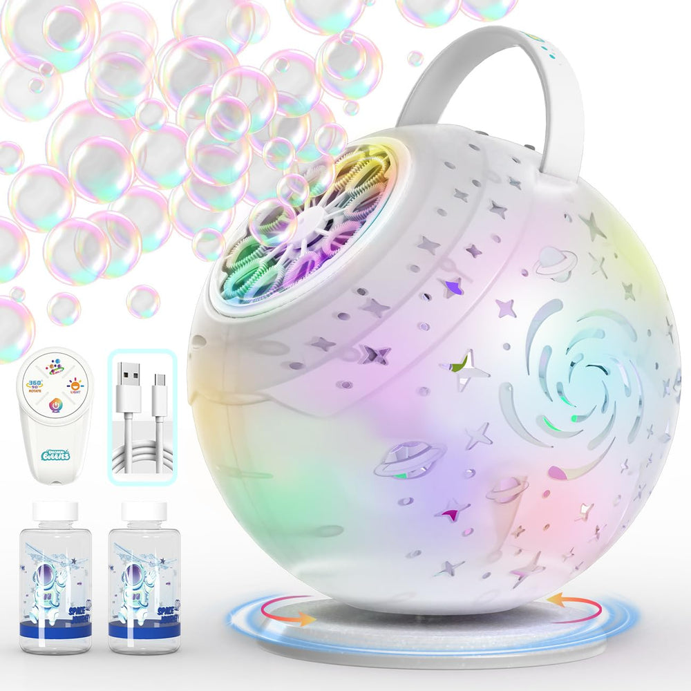 Frequent Bubbles rechargeable bubble machine with LED glow for outdoor party fun