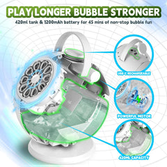 Frequent Bubbles rotation feature demonstrates 90-degree and 360-degree spinning for dynamic setups