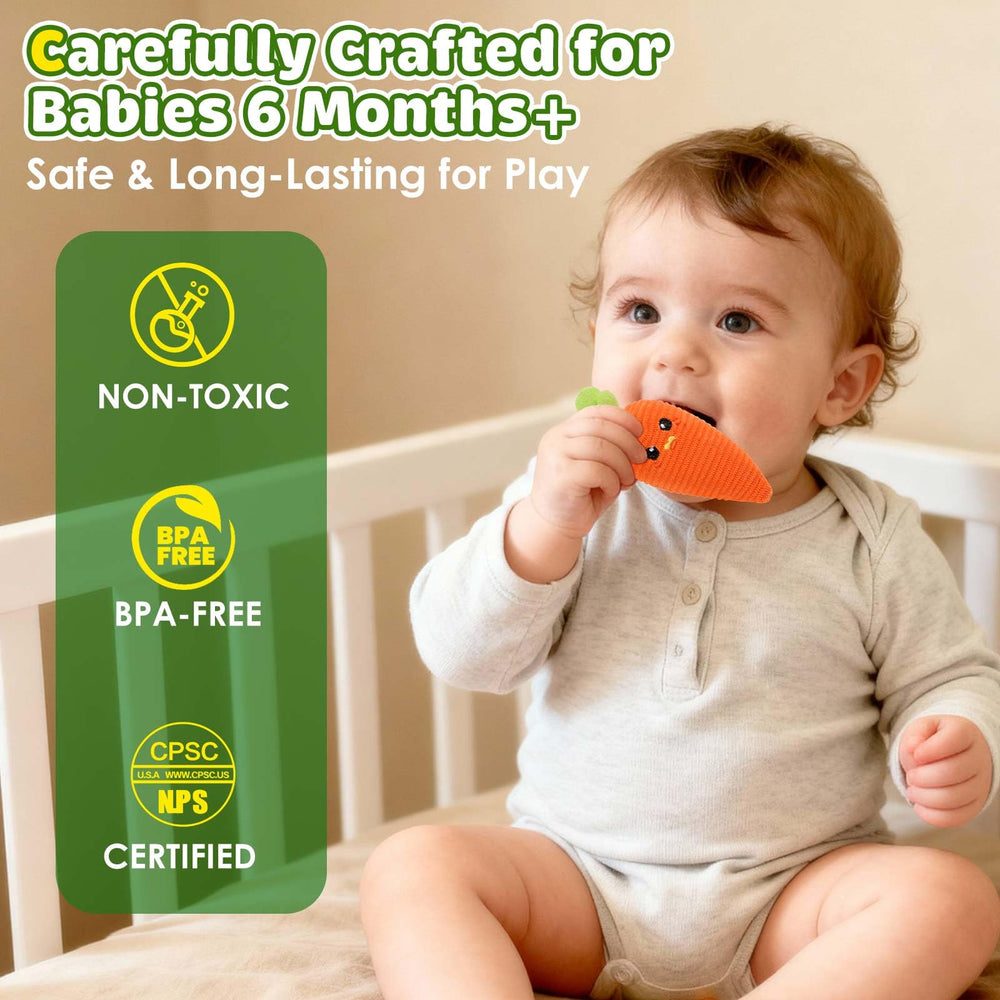 FREYBLI garden rattle offers musical feedback to encourage reaching