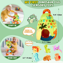 FREYBLI dinosaur toy with crinkle texture for auditory and tactile interest.
