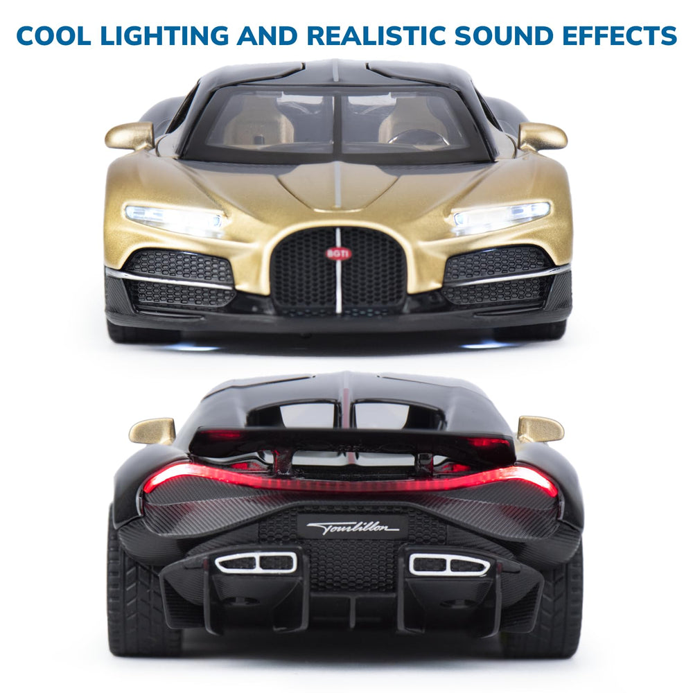FRJV gold diecast car open doors invites interactive storytelling.