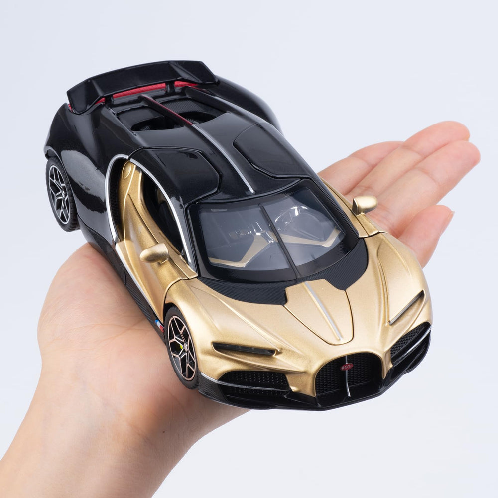 FRJV gold diecast car rear wing adjustable for realistic customization.