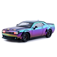 FRJV Hellcat SRT 1/24 diecast front view shows a durable metal body and gradient purple finish.