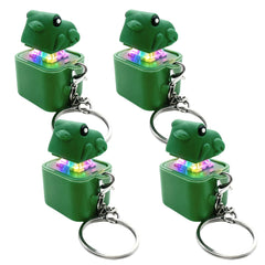 Frog croaking fidget toy keychain on a backpack loop for on-the-go focus