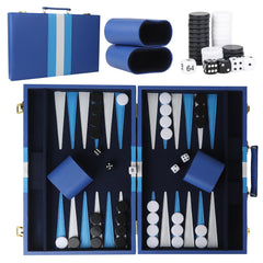 Froggod 15-inch backgammon board folded for travel and quick setup.
