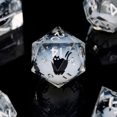 Froggod art dice with cat-inclusions and resin glow