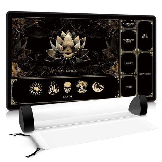 FROGIGO MTG Playmat with lotus-lands artwork and precision zones for organized play