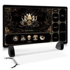 FROGIGO MTG Playmat with lotus-lands artwork and precision zones for organized play