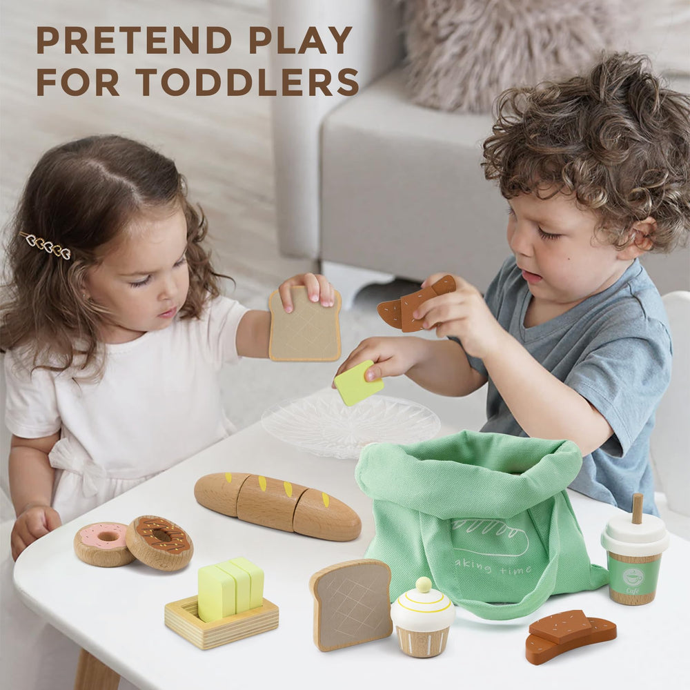 Frogprin durable wooden toy set withstands rough play in busy kitchens
