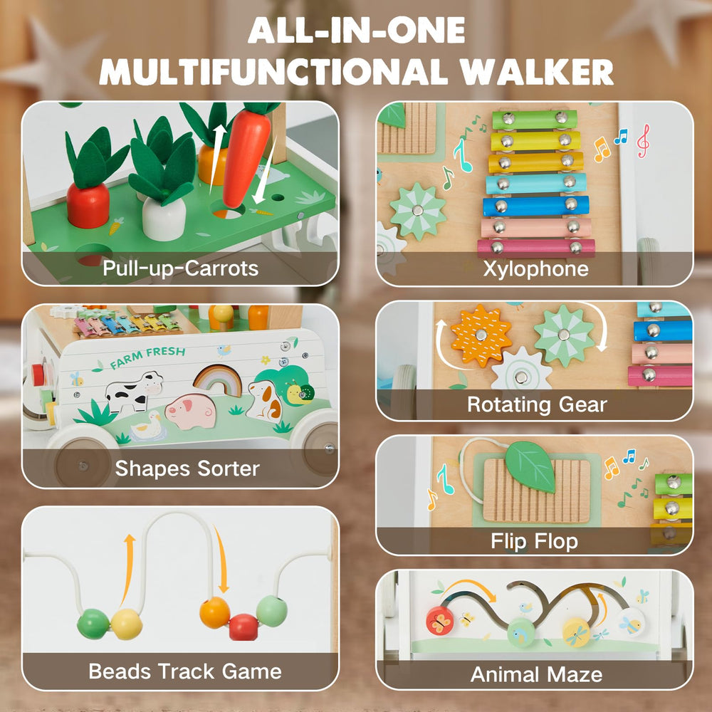 Frogprin carrot harvest feature on the walker, interactive pulling game