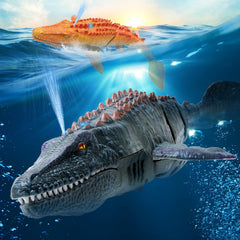 fromeasy Mosasaurus RC toy with lifelike design for realistic swimming.