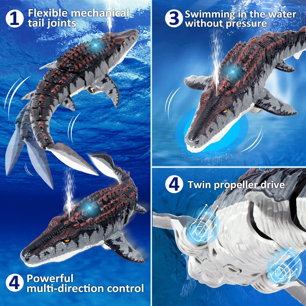 Fromeasy Mosasaurus lighting and spray feature brightens evening bath time