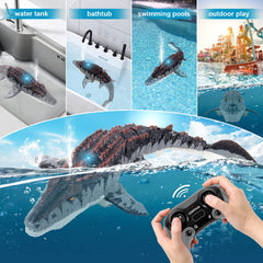 Fromeasy Mosasaurus with waterproof remote for fearless pool gaming