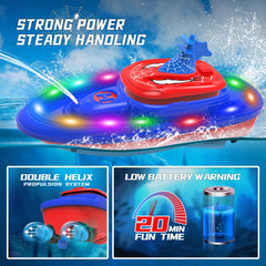 Fromeasy Spider Boat LED night scene shows bright lights for night water play.