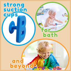 Froogly Alphabath toys adhere to tubs, windows, and more for versatile play