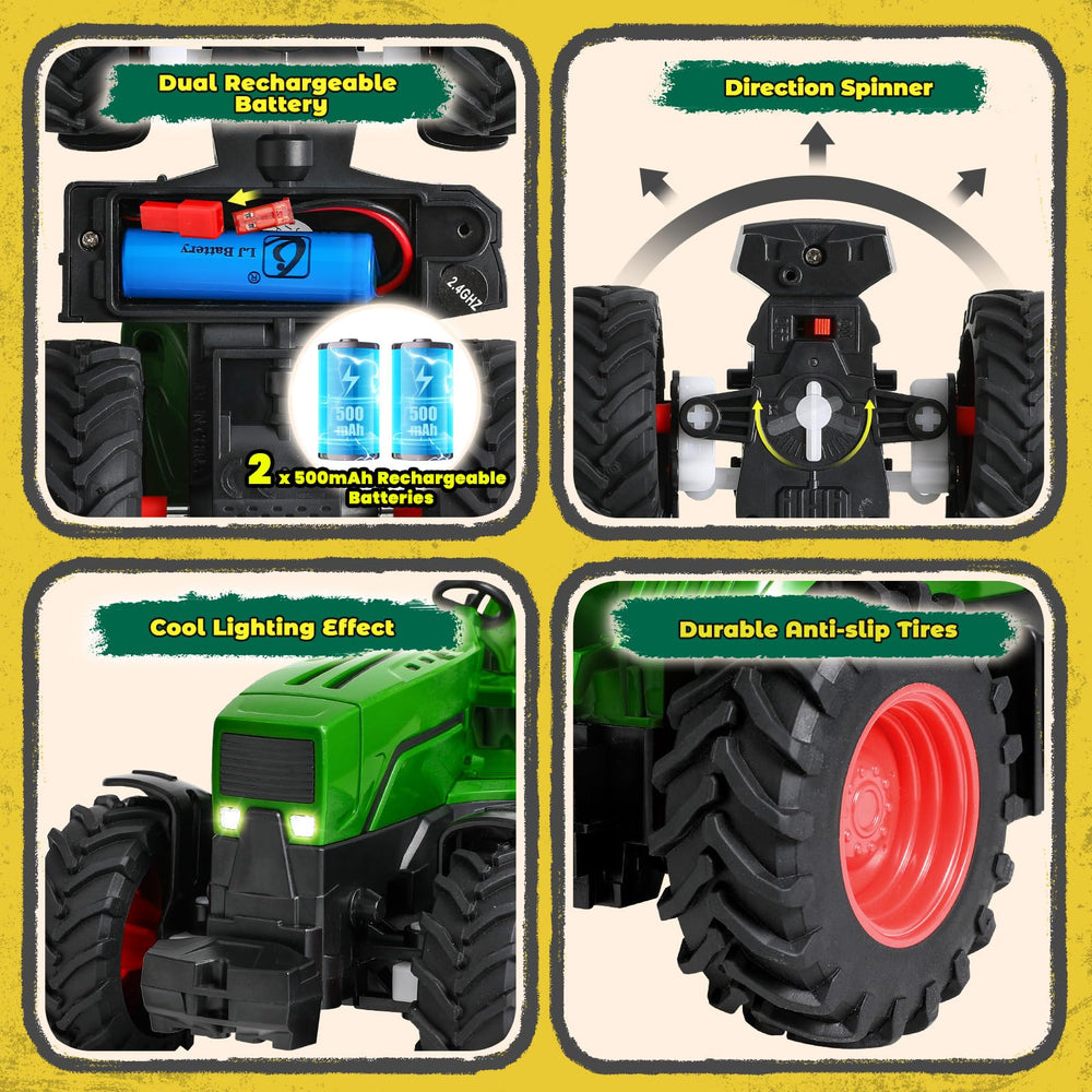 FRUSE tractor headlights illuminate night time farm adventures