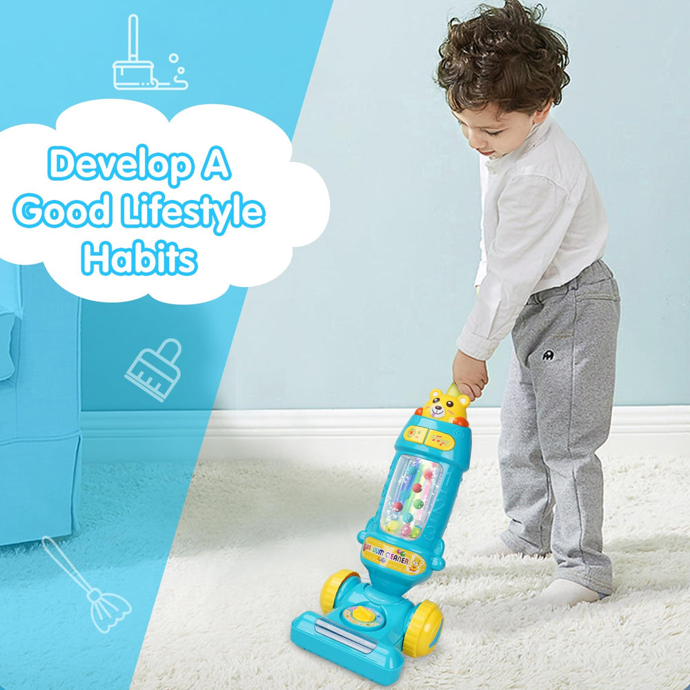 FS Kids Vacuum Toy ball-popping action enhances tactile play during cleanup fun.