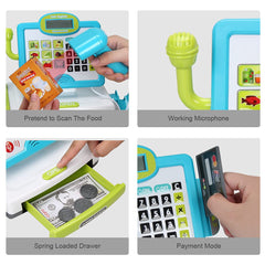 FS Pretend Play Cash Register microphone inviting kids to speak during role play.