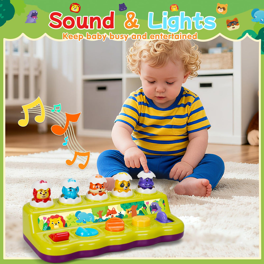 FS Toddler Pop Up Toy animal compartments with pops and surprises