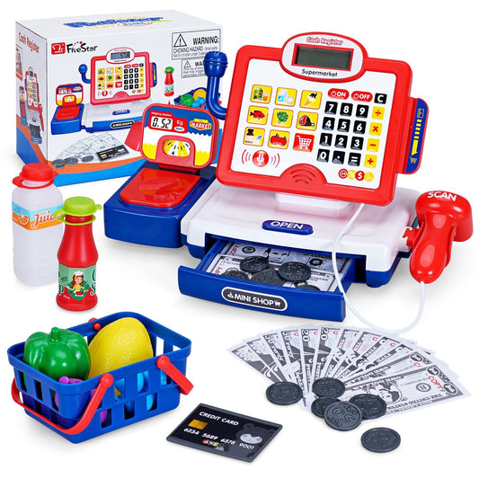 FS Toy Cash Register with Scanner image showing interactive checkout play