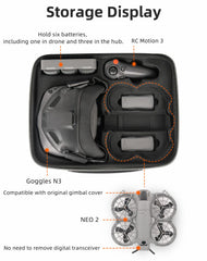 FSIDIWT Neo 2 Carrying Case interior layout with organized slots for drone, goggles, and controller.