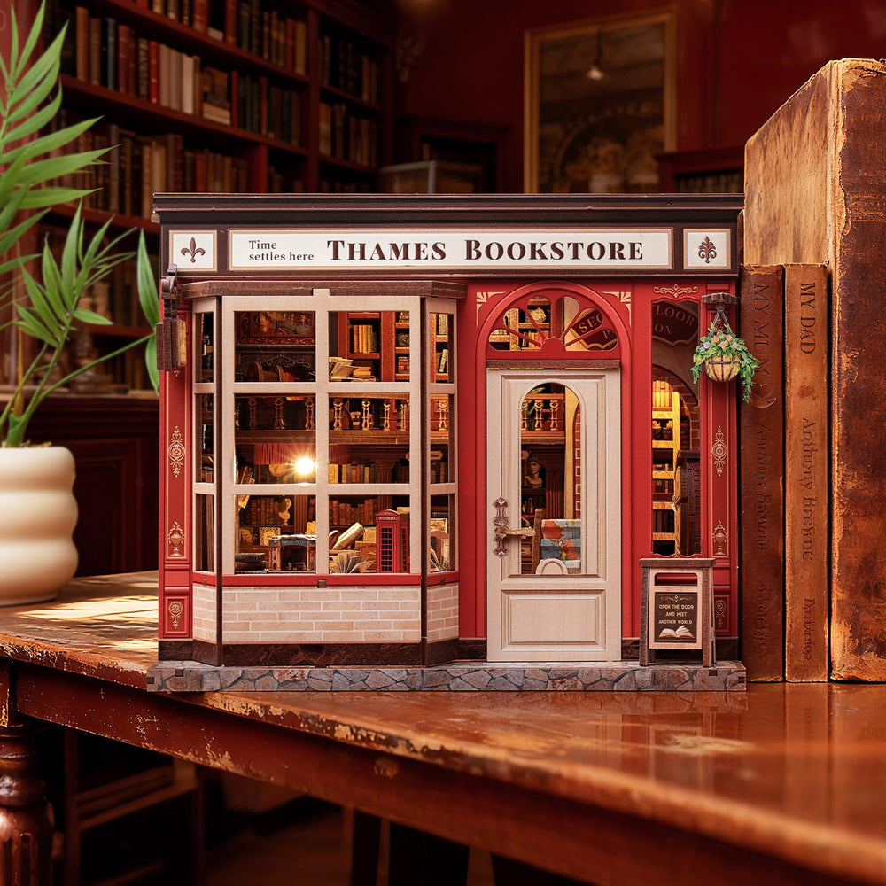Fsolis Book Nook Kit diorama decor adds charm to shelves.