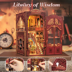 Fsolis Book Nook Kit LED lighting enhances shelf ambiance.