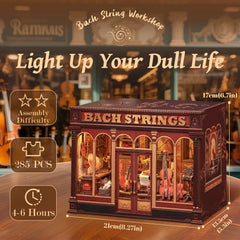 Fsolis Book Nook Kit with LED lighting highlights a warm tiny scene on display