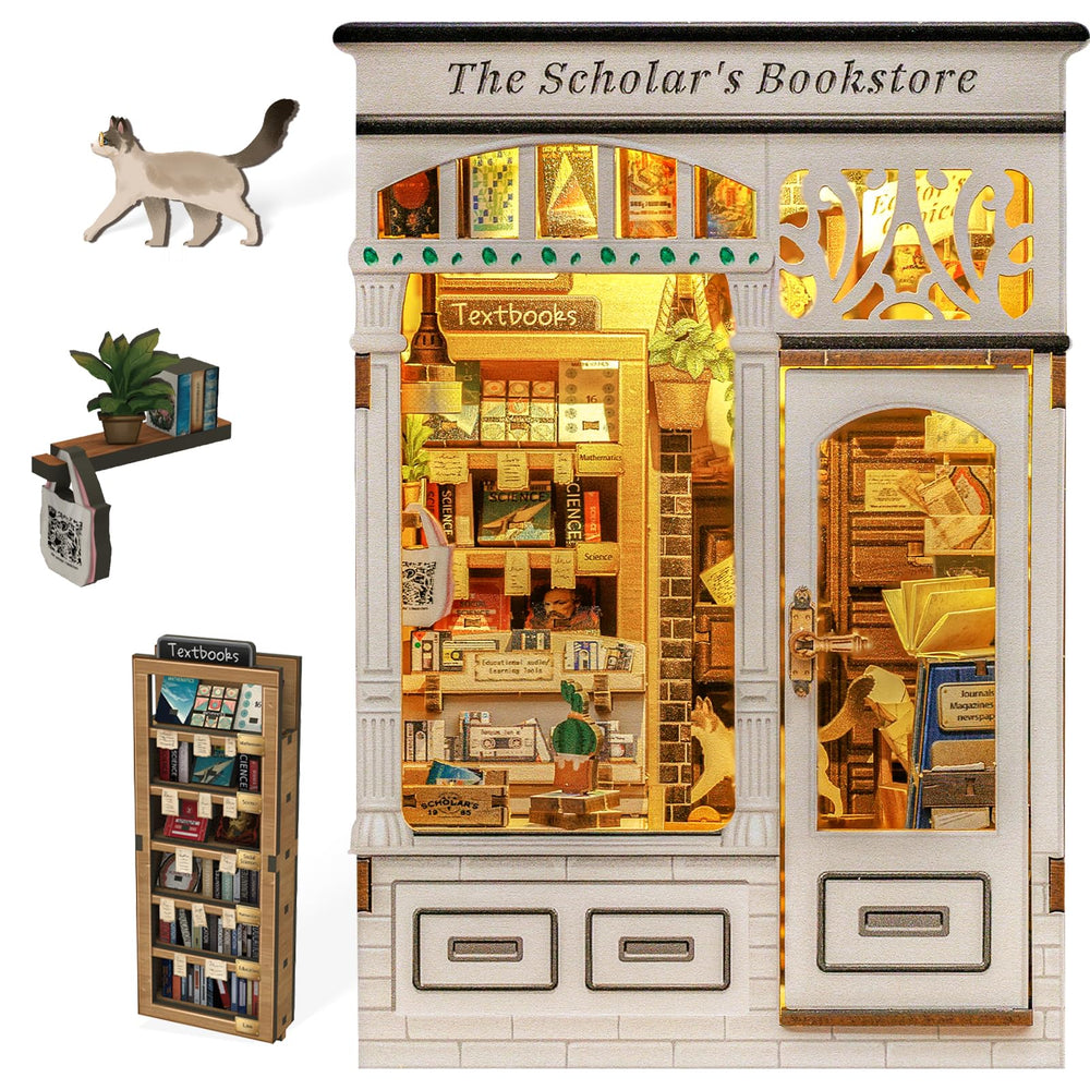 Fsolis Book Nook Kit muse bookstore diorama enhances shelf appeal
